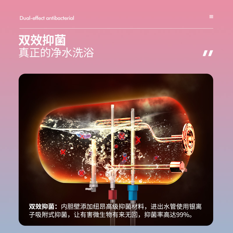 威博集团极爱云60升热水器电热水器2000W速热 经济节能 多重安防加长防电墙 八年质保断电记忆 储水式T2-60高清大图