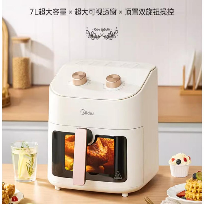 美的空气炸锅家用透明可视窗免翻面7升大容量烧烤箱整鸡KZE7001