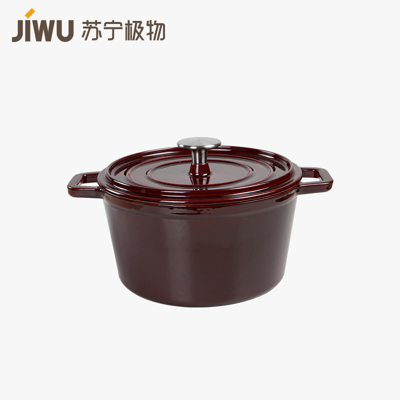 苏宁极物 铸铁珐琅汤锅2.5L红色煲汤炖锅生铁搪瓷锅无涂层不粘锅铁炖锅