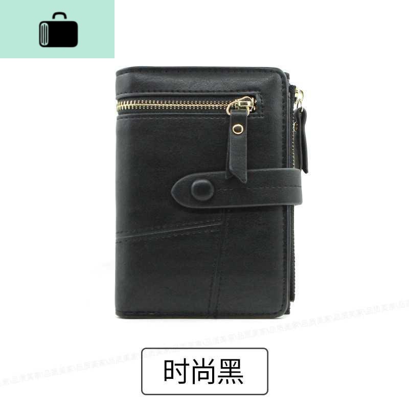 粉色钱包女长款可爱日系少女心小众设计师小清新薄气质简约短NEW LAKE 时尚黑