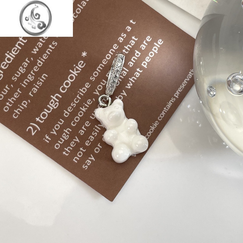 JiMis925银银夏日彩色软糖小熊吊坠权志龙同款高级感女项链坠嘻哈ins 白色