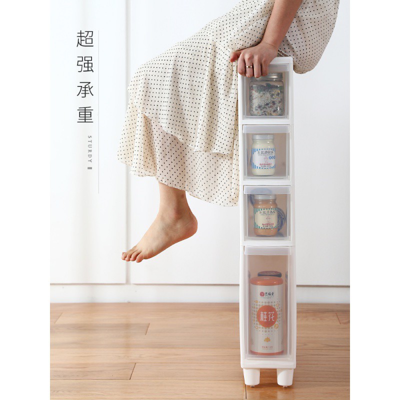 夹缝收纳柜14cm16cm20cm卫生间缝隙柜窄缝置物架抽屉式厨房储物柜收纳柜 三维工匠高清大图