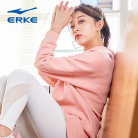 鸿星尔克（ERKE）女装连帽长款休闲卫衣春季时尚潮流连帽套头卫衣