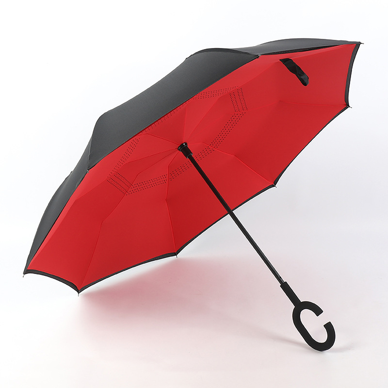双层反向伞 c型免持式晴雨伞