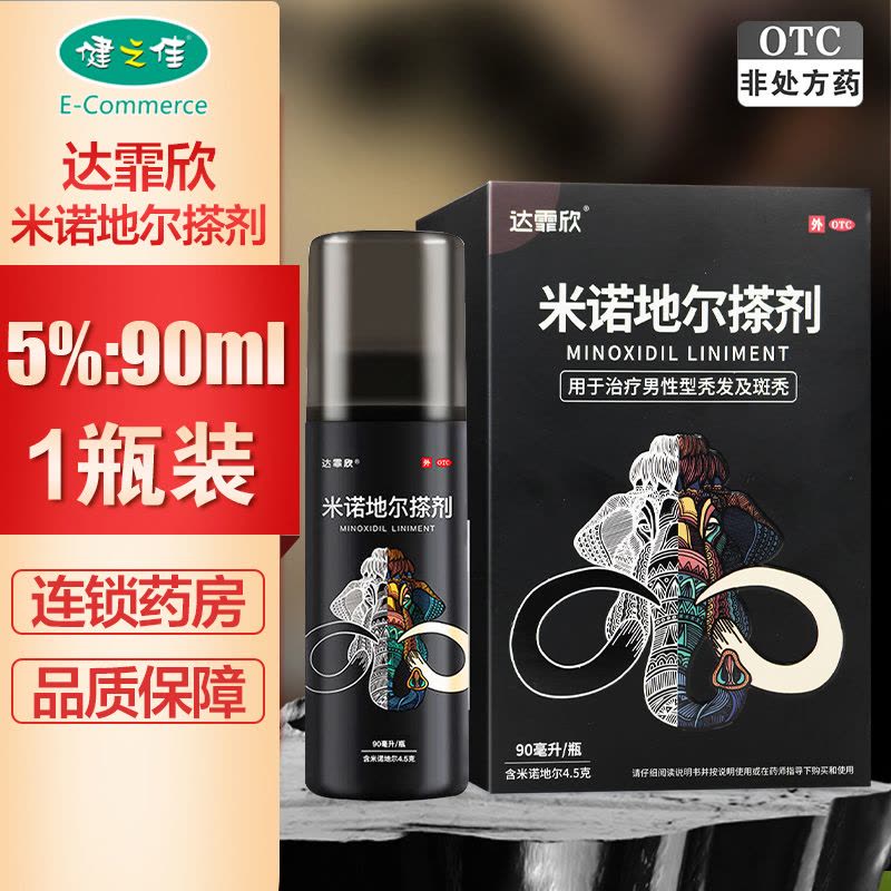一瓶 ]达霏欣米诺地尔搽剂5%:90ml/瓶 用于治疗脱发和斑秃治疗男性型秃发及斑秃图片