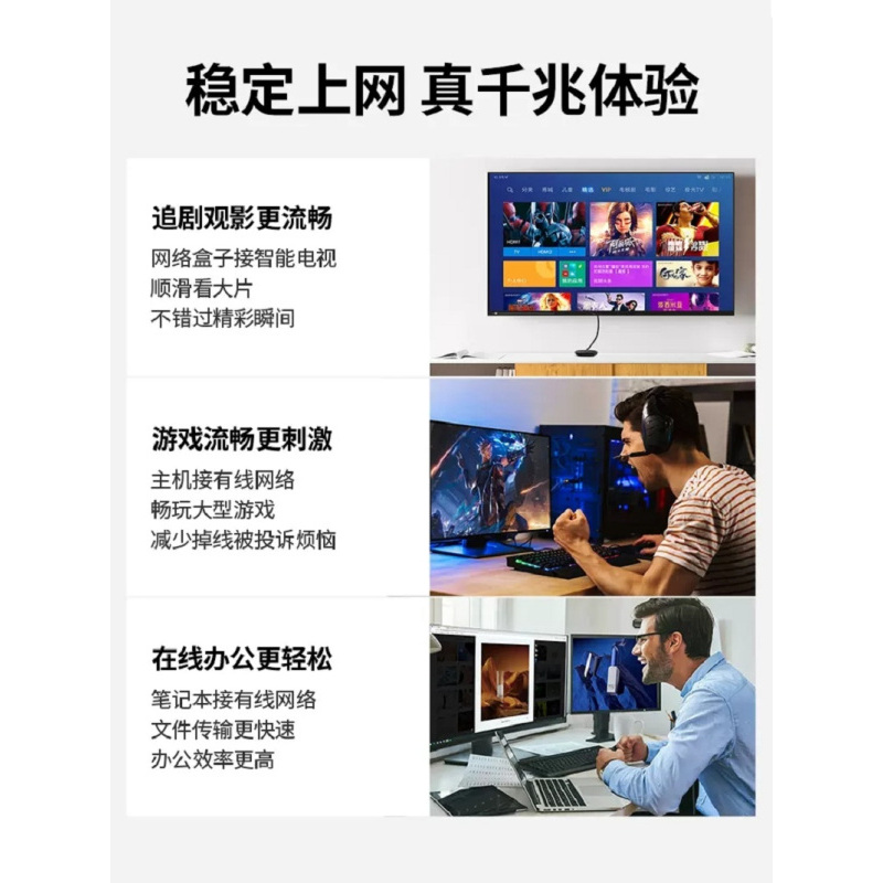绿联六类蓝色圆形千兆网线 2米长 维保1年 要求10条起订 货期:1周高清大图