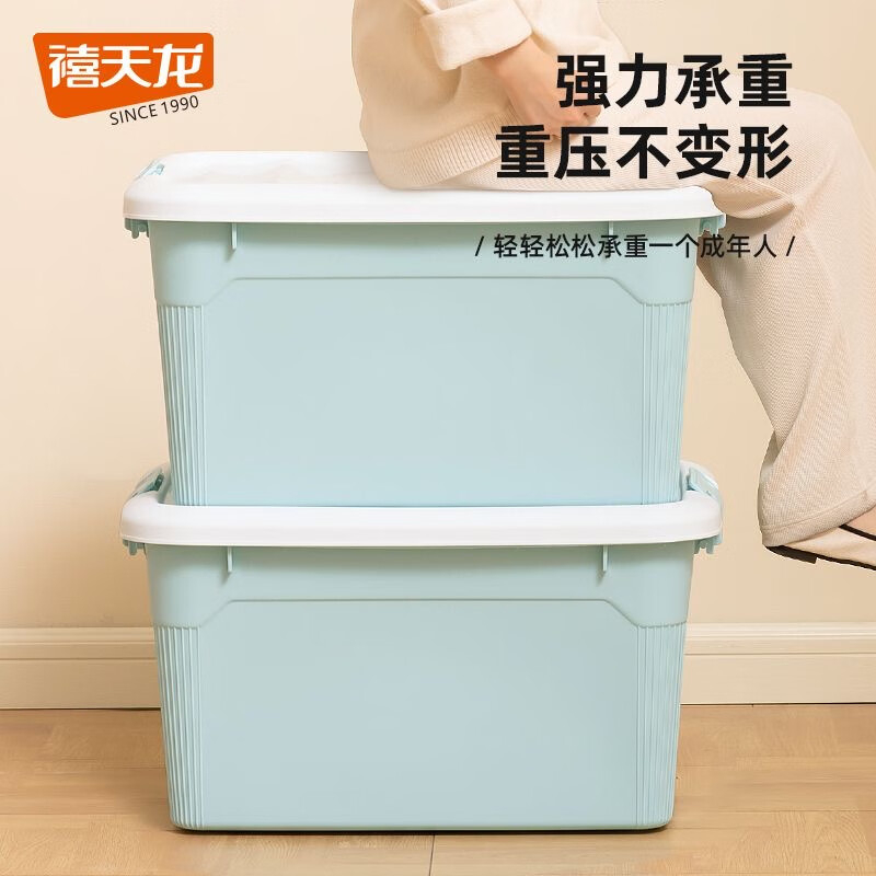 禧天龙(Citylong) X-6177围典收纳箱2个装(松石绿)家用整理箱衣物玩具储物箱学生宿舍收纳盒5.1L高清大图