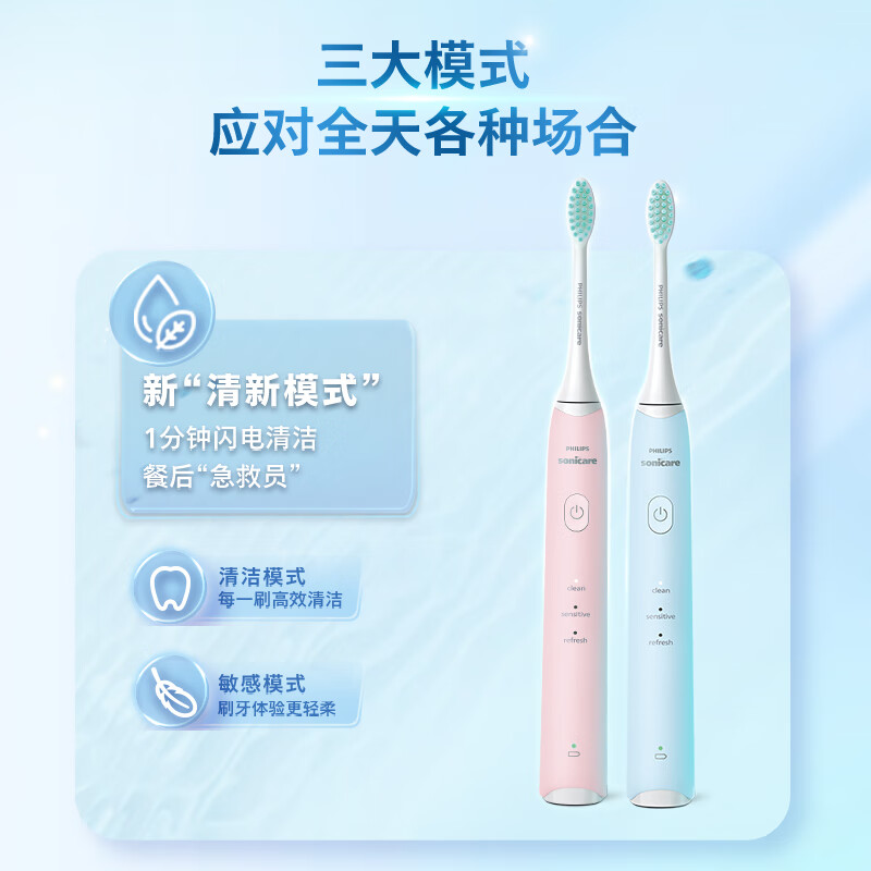 飞利浦(PHILIPS)电动牙刷 全新升级S2 成人声波震动牙刷 男士女士便携软毛 宝贝蓝 HX2428/02高清大图