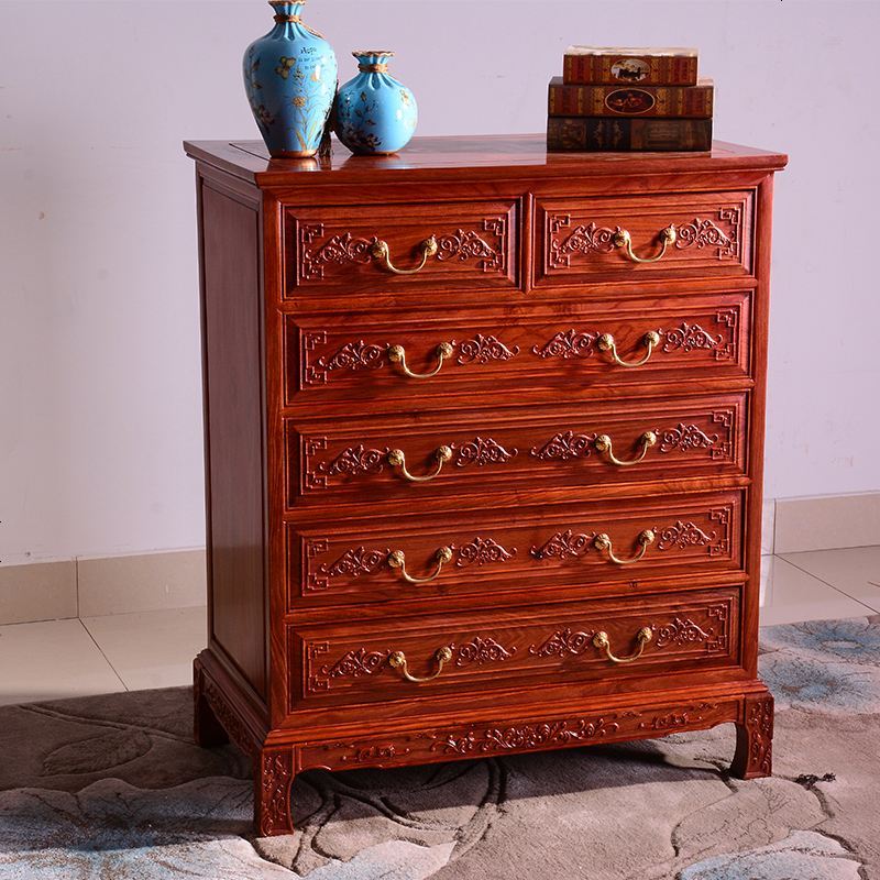 红木五斗柜非洲缅甸花梨木六斗柜卧室实木储物柜中式收纳柜香樟木