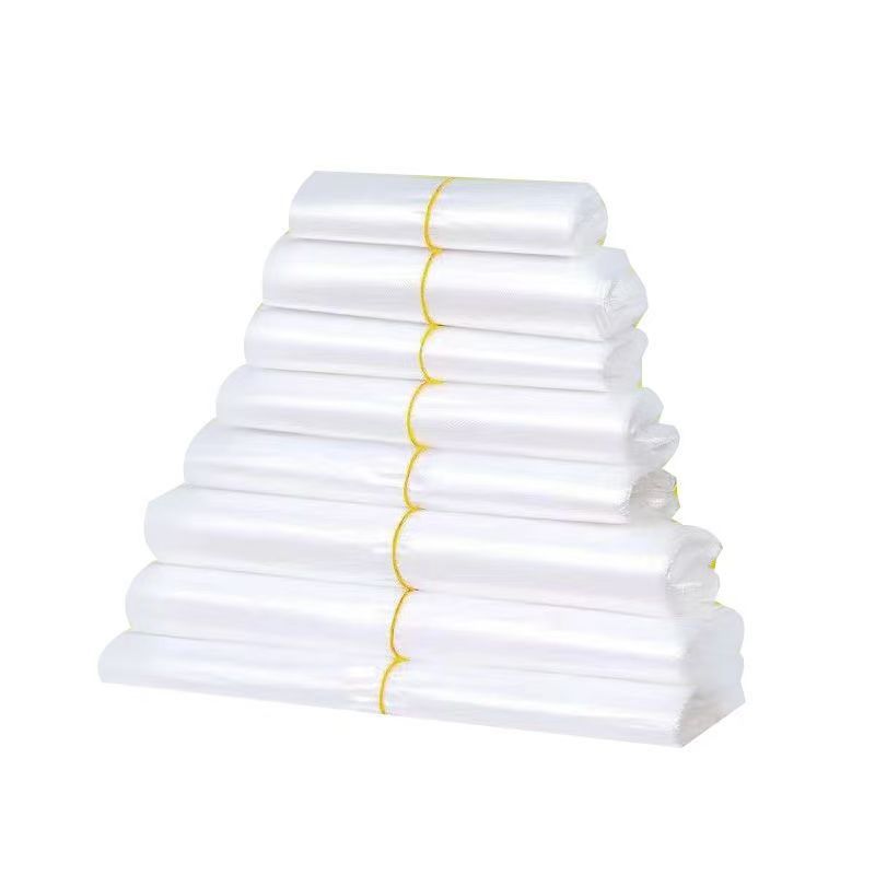 白色塑料袋食品级一次性透明手提背心方便袋 白40*64cm 中厚款 承重10斤左右 100个/扎 1扎高清大图