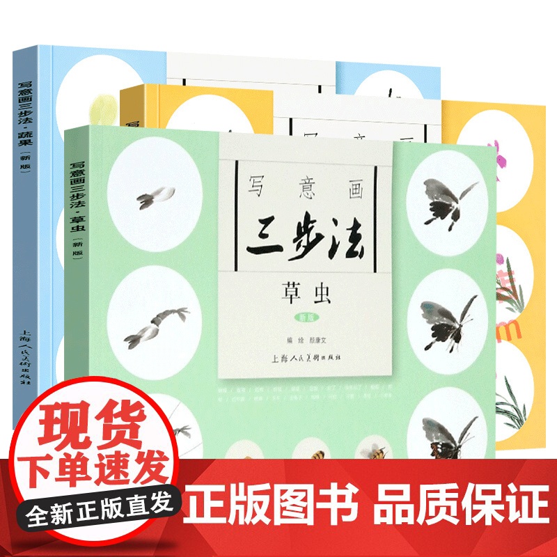 新版 写意画三步法蔬果花卉草虫 颜康文编绘书画入门系列水墨国画中国绘画上海人民美术出版社高清大图