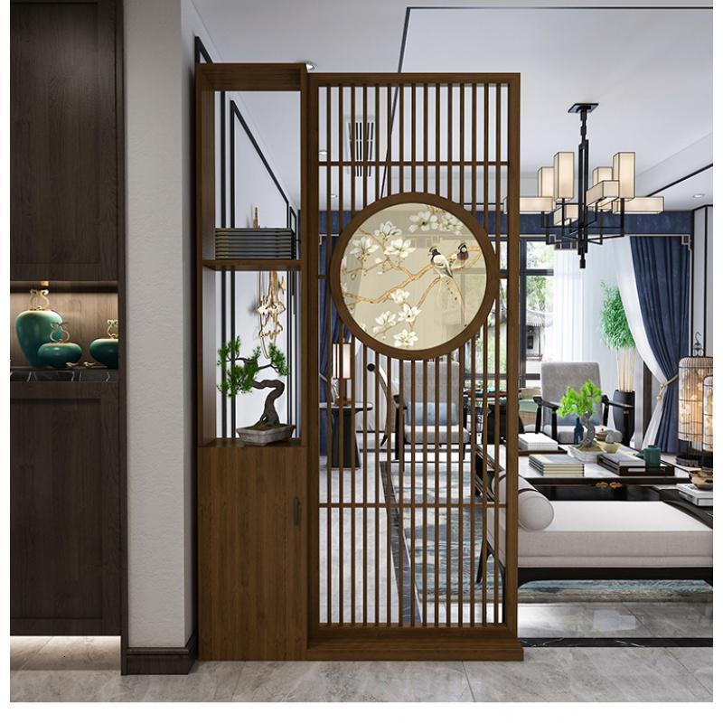 中式实木屏风隔断墙客厅创意玄关置物架办公室内家用定制座屏栅栏 120cm*220cm高*24cm厚高清大图