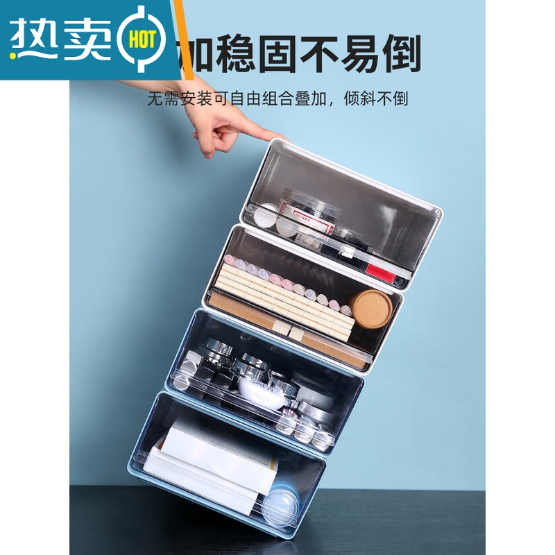 敬平桌面收纳盒小抽屉式办公室书桌上置物架宿舍叠加箱文件柜储物盒子收纳柜高清大图