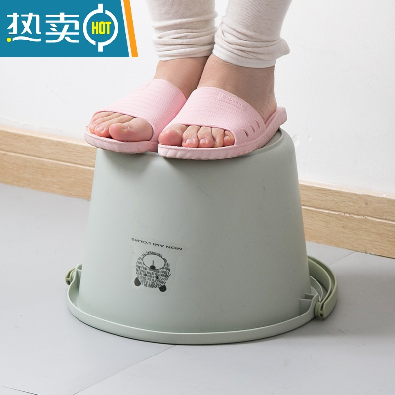 敬平水桶家用手提水桶桶盆套装学生专用圆桶带盖储水桶洗澡用品三件套 蓝色大号三件套