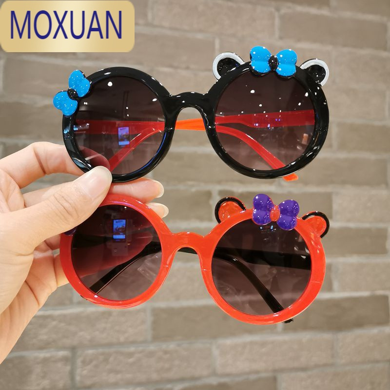 moxuan儿童太阳镜小女孩可爱公主蝴蝶结墨镜宝宝果冻色遮阳眼镜