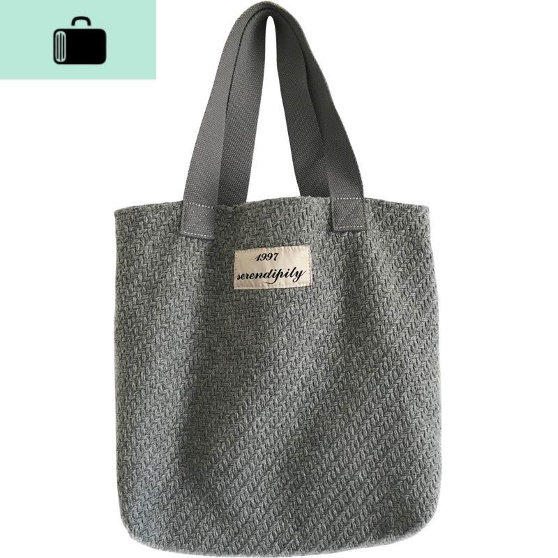 编织帆布包女单肩包ins韩版学生文艺布袋包百搭手提包粗纺购物袋NEW LAKE女士单肩包图片