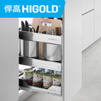 悍高厨房拉篮双层抽屉式碗架调味品橱柜内置304不锈钢碗篮调料架