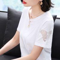 小样传奇 短袖女夏季洋气宽松2021夏装大码t恤衫纯棉中年妇女50岁妈妈上衣