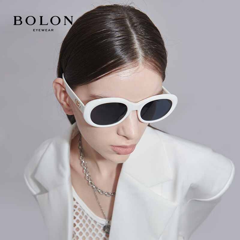 BOLON暴龙眼镜王鹤棣明星同款小框太阳镜中性复古墨镜BL3096 BL3097C90-紫灰色偏光高清大图