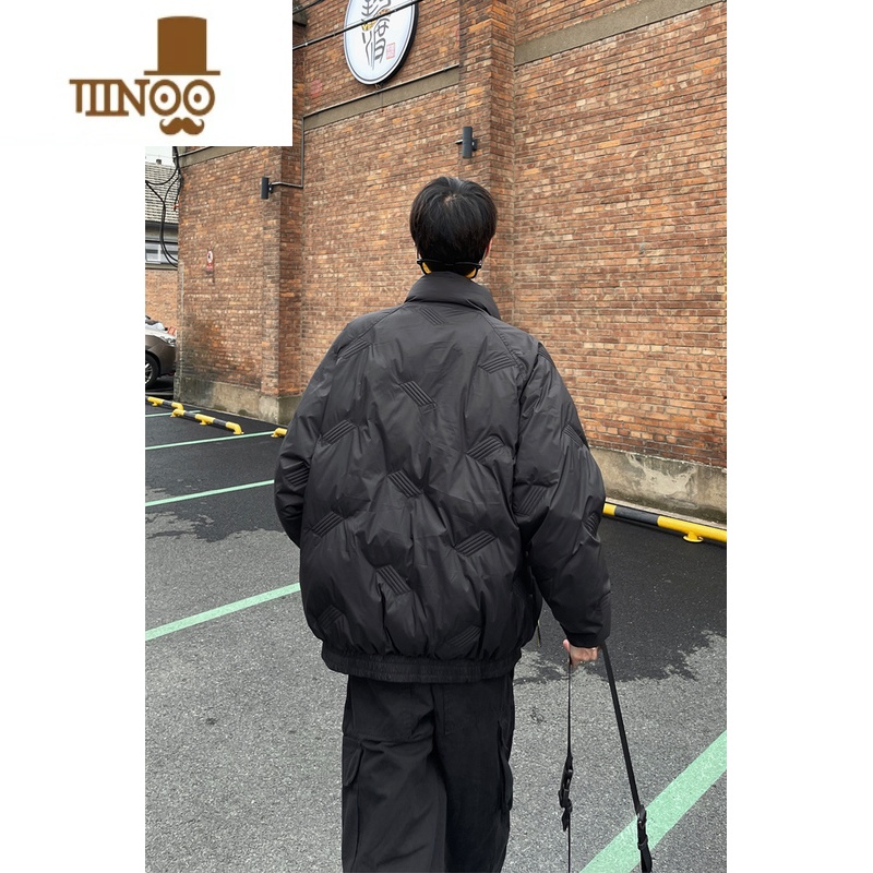 YANXUCLXR2023冬季纯色加厚立领棉衣男宽松百搭棉袄休闲羽绒服棉服外套高清大图