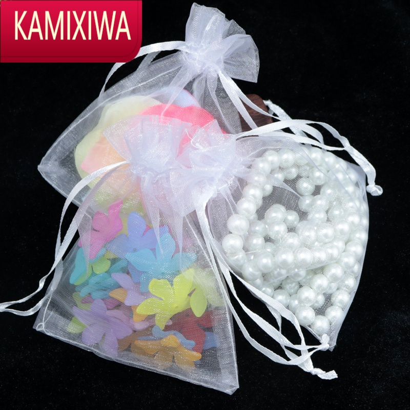 KAMIXIWA色珍珠纱袋礼品袋束口姬存希饰品包装试用装网纱袋礼物袋首饰袋