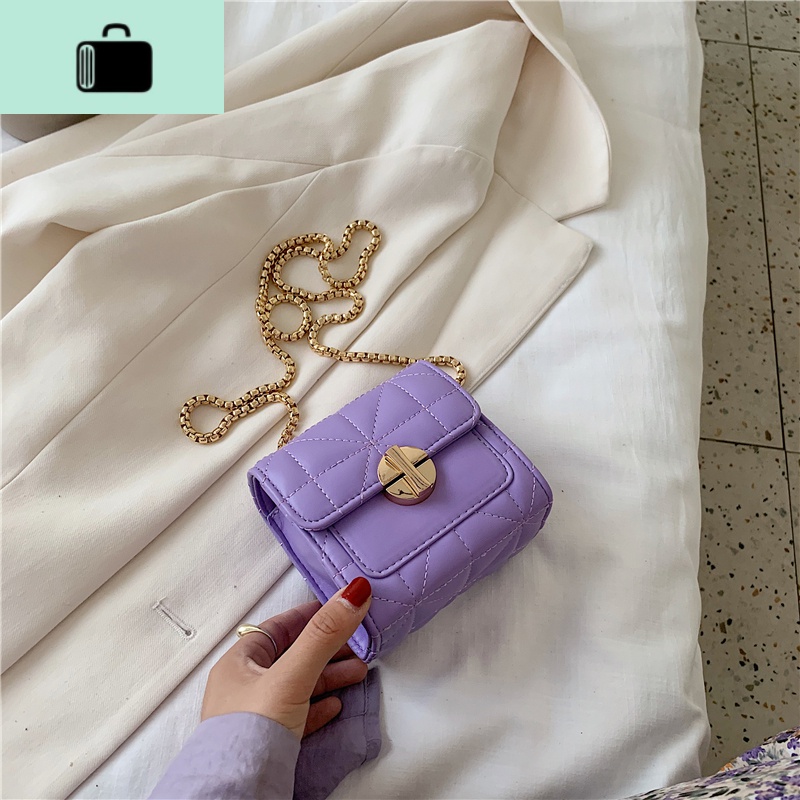 夏天夏季色迷你小包包女2020新款潮网红时尚百搭链条斜挎零钱包NEW LAKE 小号紫色