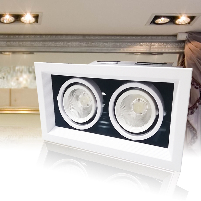led射灯双头筒灯cob斗胆灯单头三头嵌入式古达商用方形格栅豆胆天花灯