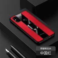 [送钢化膜]高铭宣 华为荣耀9a手机壳畅玩9a保时捷商务玻璃男士保护套a9指环扣支架全包超薄防 畅玩9a[中国红]指环款