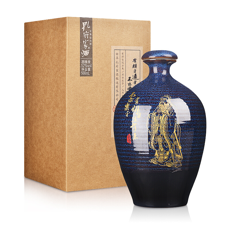 孔府家酒 彩陶 52度 500ml*6瓶 整箱装 浓香型 白酒