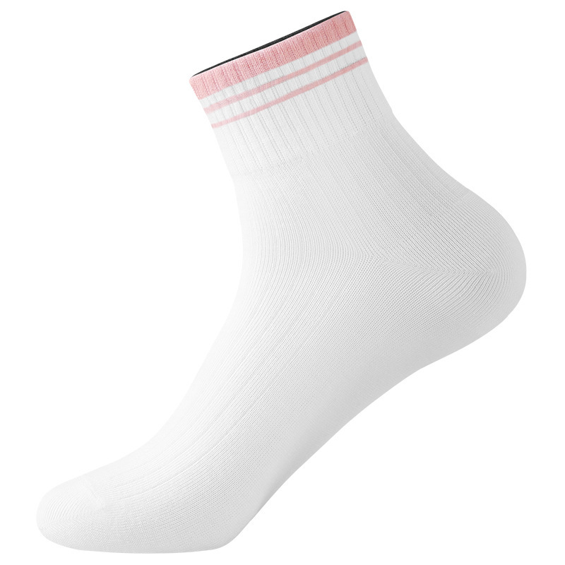 2025恒源祥女士短筒袜子秋季四季款纯白休闲拼色条纹6双装 混色6双 均码高清大图