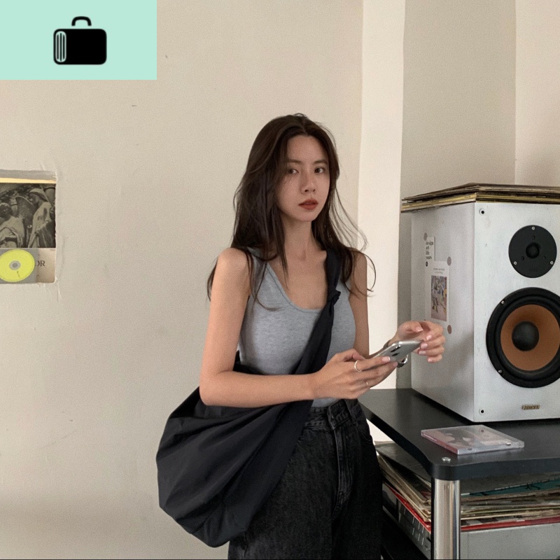 LIL CHER韩版休闲拉链邮差包女简约大容量单肩包潮流百搭斜挎包NEW LAKE 黑色女斜挎包