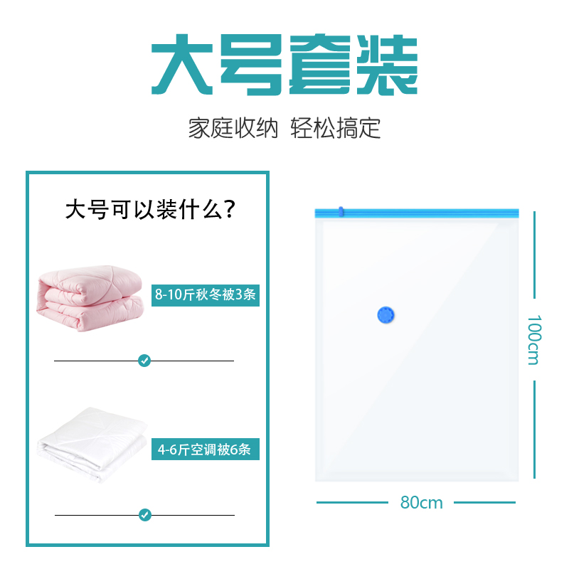 特大号压缩袋棉被子收纳袋透明抽气搬家打包袋整理袋防潮袋收纳袋 三维工匠高清大图