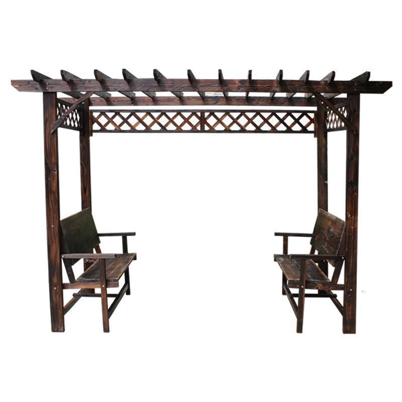 森美人庭院碳化木葡萄架户外简易防腐木葡萄架庭院实木户外凉亭木屋家具 新款加宽葡萄架（有椅无桌）