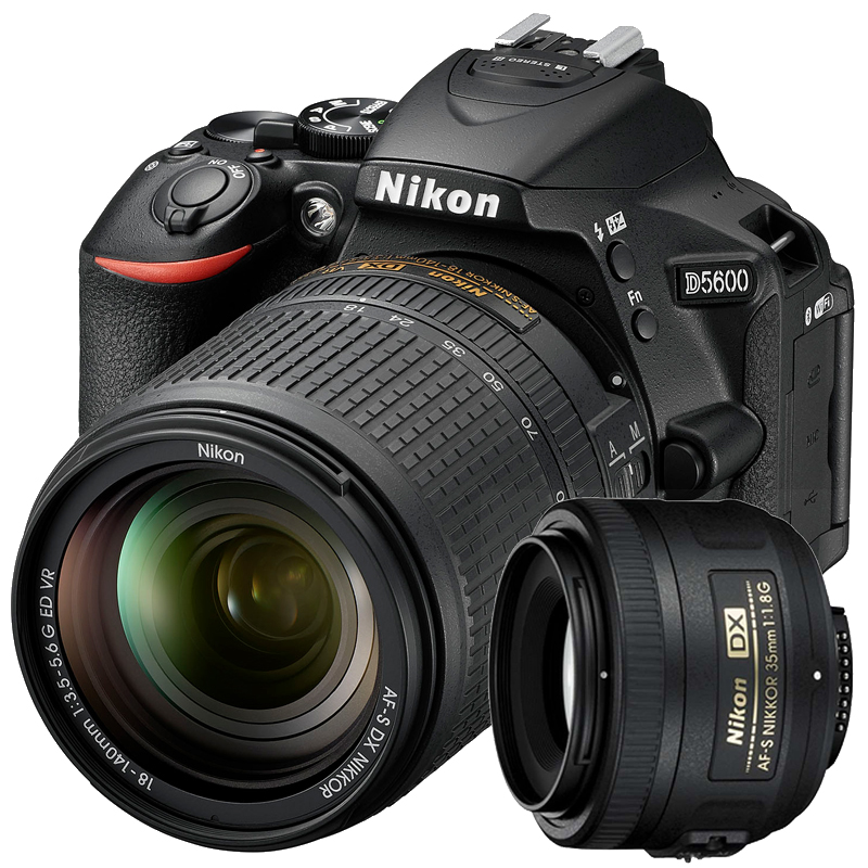 尼康(Nikon) D5600(18-140mm+35mmF1.8G)数码单反相机 双镜头套装 约2416万像素