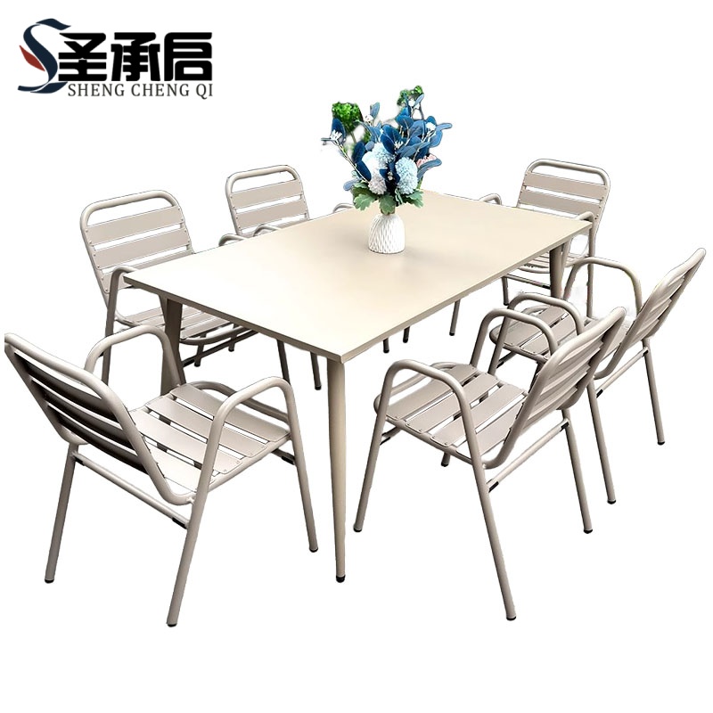 圣承启 摆餐桌椅 150长桌X6椅 套高清大图