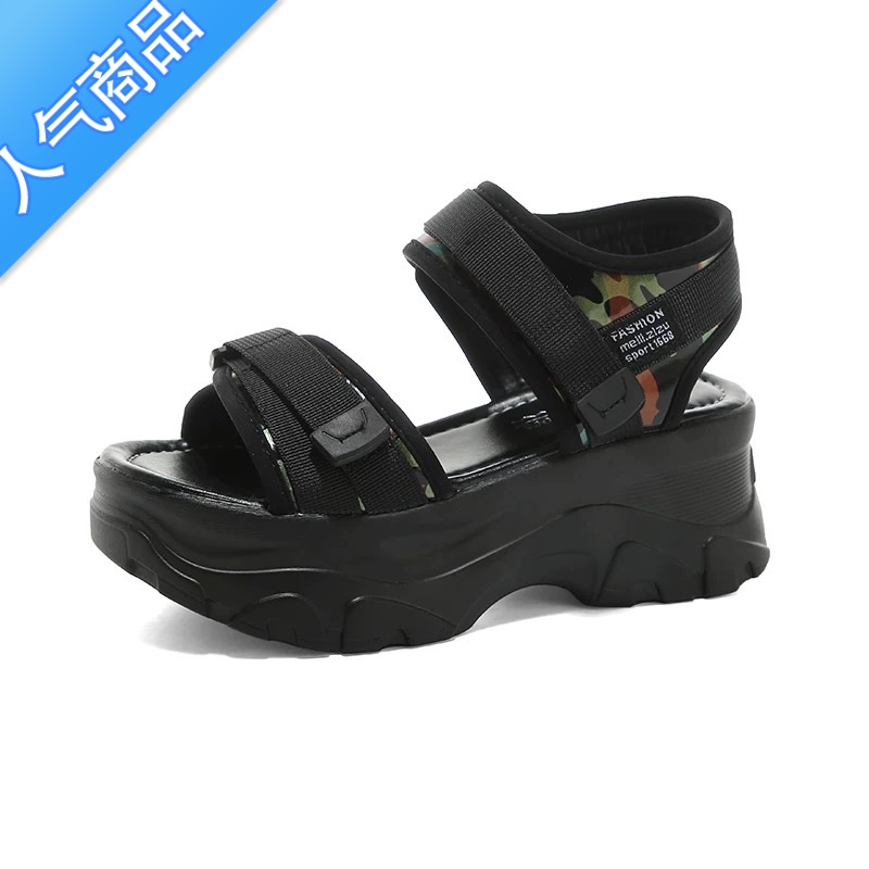 SUNTEK小码33高跟厚底凉鞋女夏外穿2023年新款增高松糕鞋休闲罗马沙滩鞋高清大图