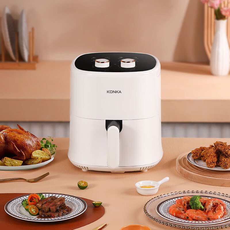 康佳(KONKA) 4L空气炸锅多功能旋钮定时炸锅不沾无油空气炸锅 纯白 KKZG-4030-WZ