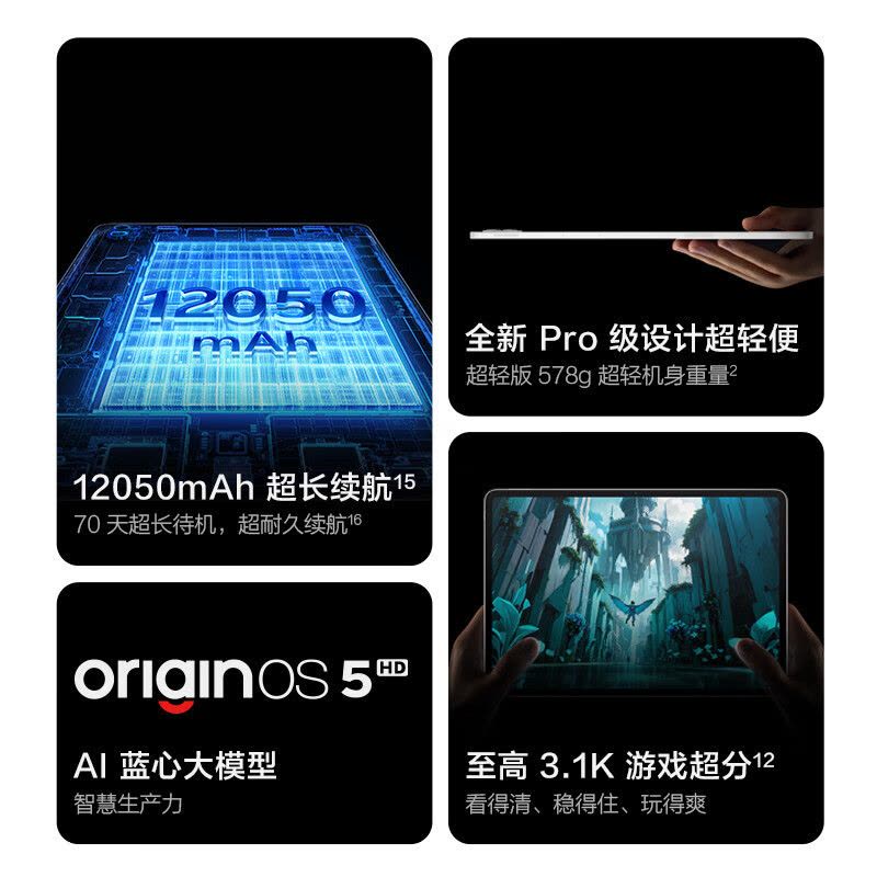 [全新]vivo Pad 5 Pro 12GB+256GB 寒星灰 天玑9400 13英寸 3.1K 护眼屏 娱乐 工作轻办公 学习平板电脑图片