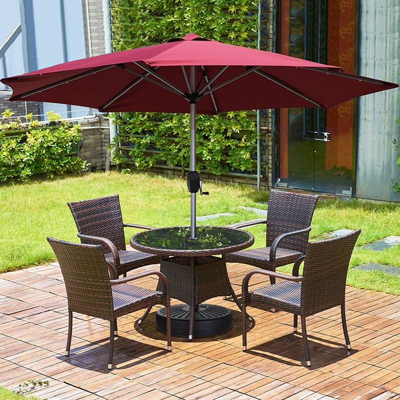 闪电客户外桌椅露台花园庭院藤椅休闲组合室外带伞露天椅茶桌编藤遮阳