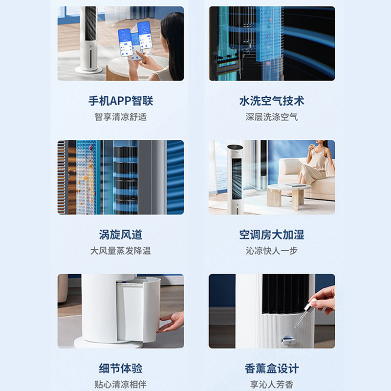美的(Midea)空调扇 冷风扇单冷立式家用卧室客厅水冷塔扇大风量低噪无叶风扇冷风机 负离子智控AAF10MR高清大图