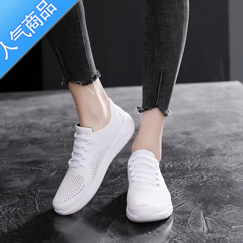 SUNTEK2019春夏新款塑料女时尚平底系带休闲防水防滑跑步运动鞋低帮凉鞋高清大图