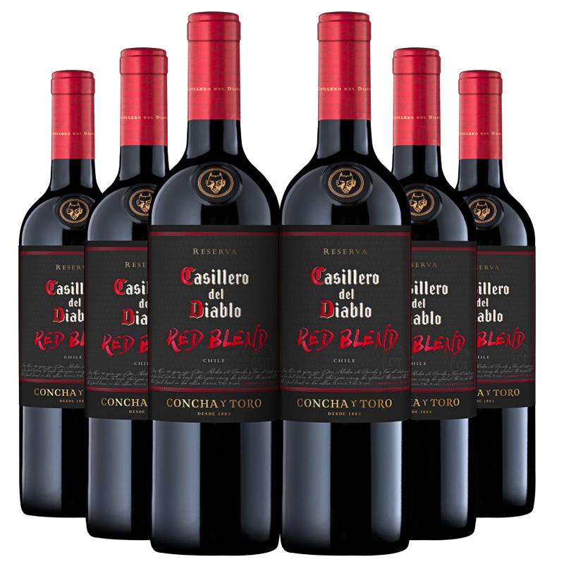 智利原瓶进口干红 Casillero del Diable 干露红魔鬼黑金珍藏干红葡萄酒750ml*6 整箱装