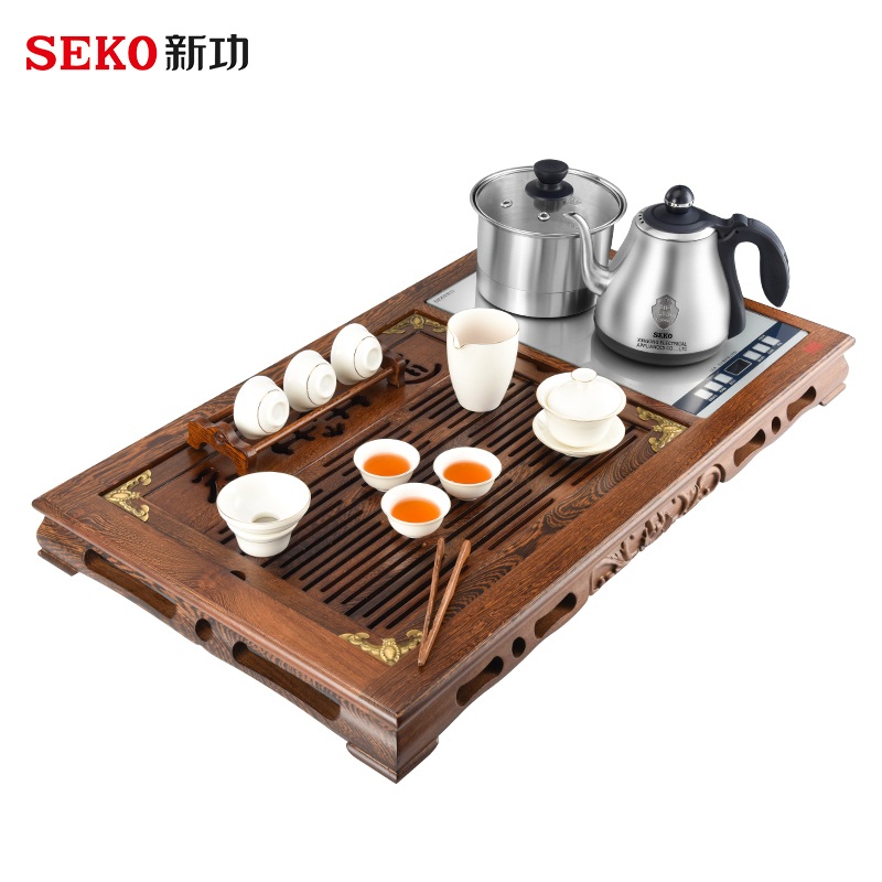 seko新功f64配w38茶炉鸡翅木四合一功夫茶具套装自动上水电磁炉实木