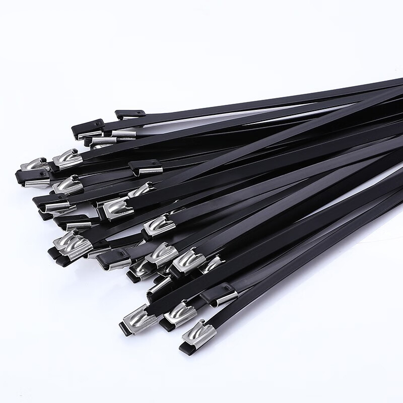 3M 包塑不锈钢扎带 自锁式金属卡扣嵌钢片强力尼龙绑带 8x250 【100根装】