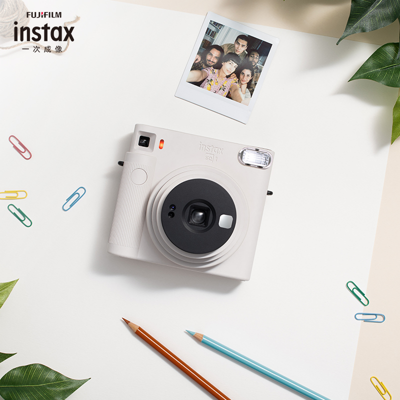 [5.2元加购周边盲盒]富士(FUJIFILM)INSTAX 一次成像相机立拍立得 SQUARE SQ1 云母白