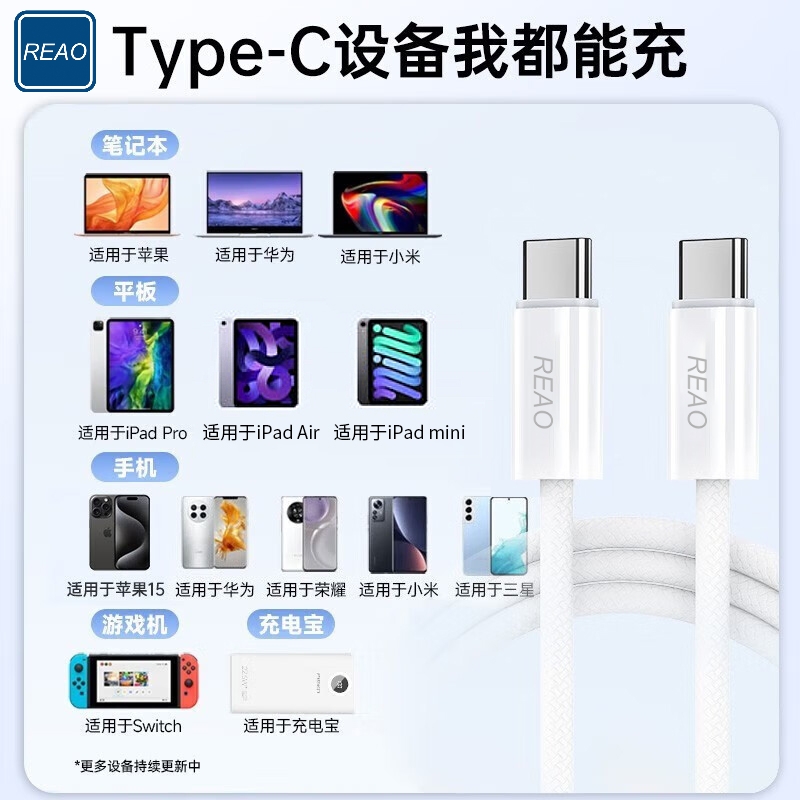 泺澳 60W双C口x16快充编织数据线1米高清大图