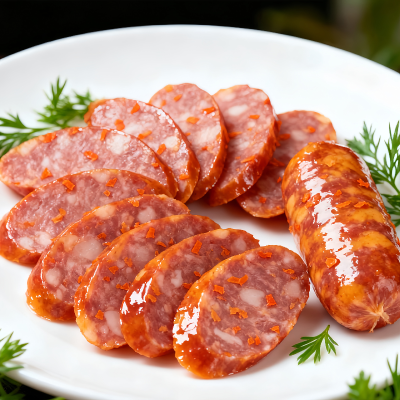 三峡高山农户散养土猪松柏树枝古法熏制橙味香肠500G/袋高清大图