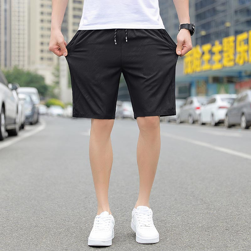 伊夫狼爪运动短裤男夏季薄款外穿宽松冰丝速干大码沙滩跑步健身休闲五