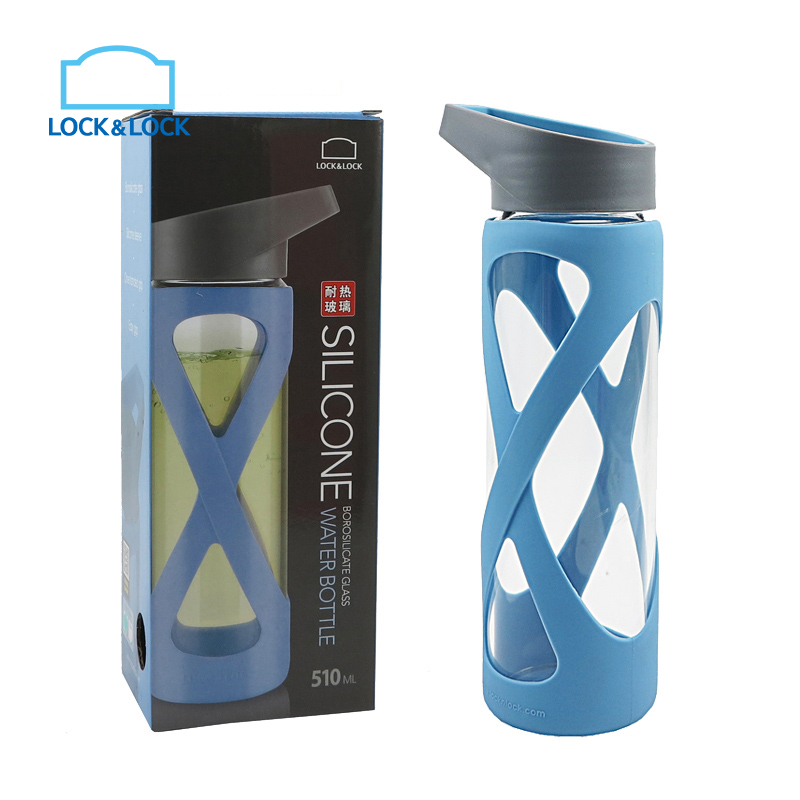 乐扣乐扣(lock&lock)玻璃水杯耐热玻璃杯 透明 隔热杯套 防摔创意便携LLG931(510ml)不保温