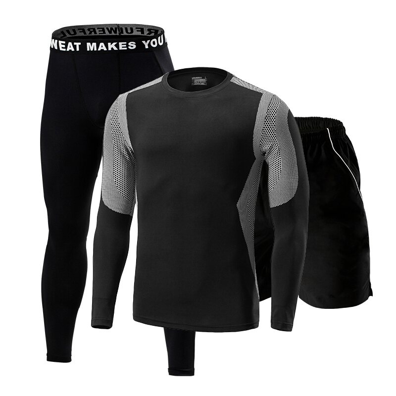 健身套装男速干衣跑步套装健身房运动套装健身服三件套服装男士